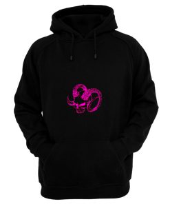 Pink Skull With Rams Horns Hoodie