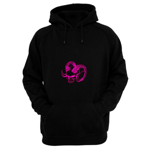 Pink Skull With Rams Horns Hoodie