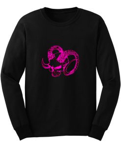 Pink Skull With Rams Horns Long Sleeve