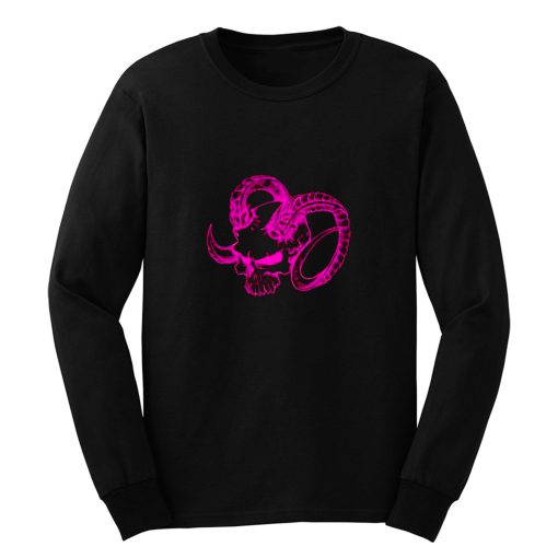 Pink Skull With Rams Horns Long Sleeve