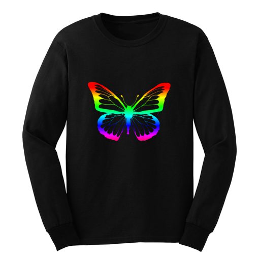 Rainbow Outline Butterfly Long Sleeve