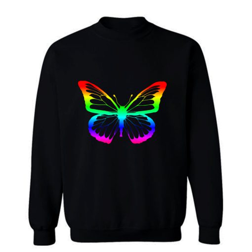 Rainbow Outline Butterfly Sweatshirt