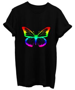 Rainbow Outline Butterfly T Shirt