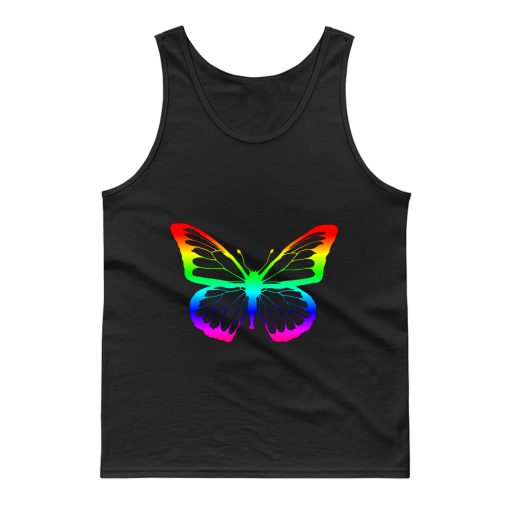 Rainbow Outline Butterfly Tank Top