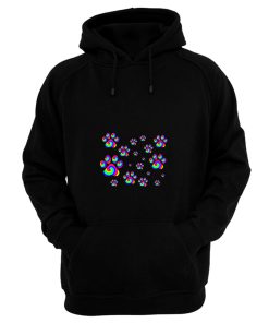 Rainbow Swirly Pawprint Pattern Hoodie