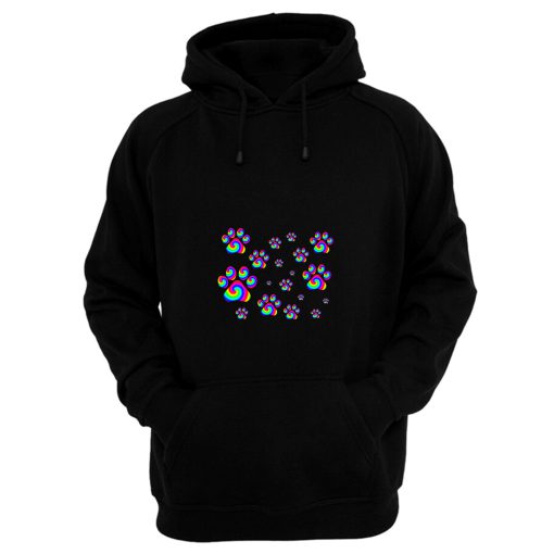 Rainbow Swirly Pawprint Pattern Hoodie