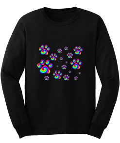 Rainbow Swirly Pawprint Pattern Long Sleeve