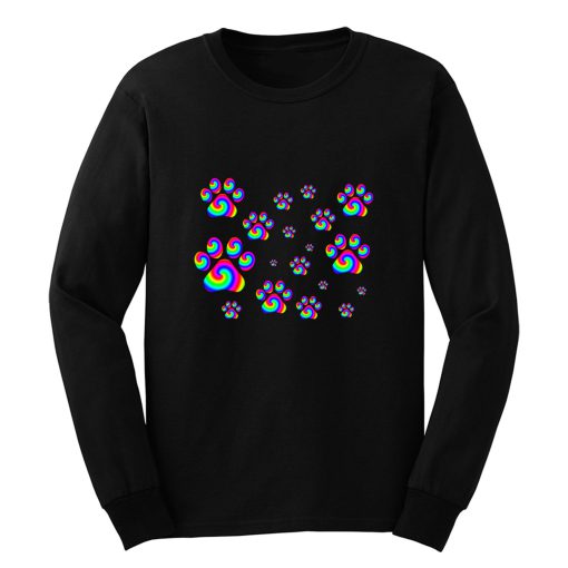 Rainbow Swirly Pawprint Pattern Long Sleeve