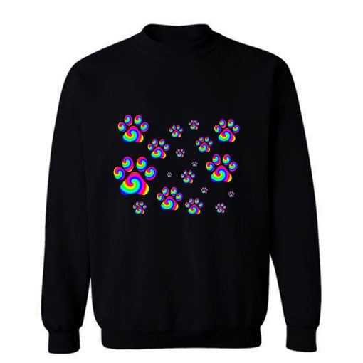 Rainbow Swirly Pawprint Pattern Sweatshirt