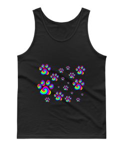 Rainbow Swirly Pawprint Pattern Tank Top