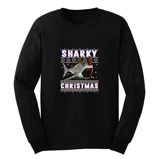 Sharky Christmas Ugly Sweater Gifts Idea Long Sleeve