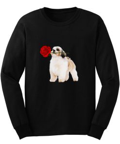 Shihtzu With Rose Flower Long Sleeve