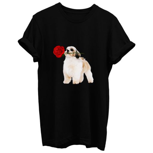 Shihtzu With Rose Flower T Shirt