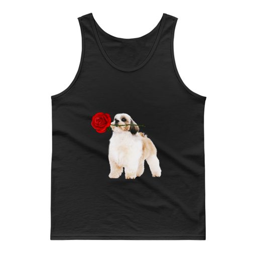 Shihtzu With Rose Flower Tank Top