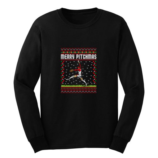 Softball Pitcher Ugly Christmas Long Sleeve