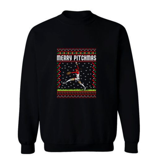 Softball Pitcher Ugly Christmas Sweatshirt