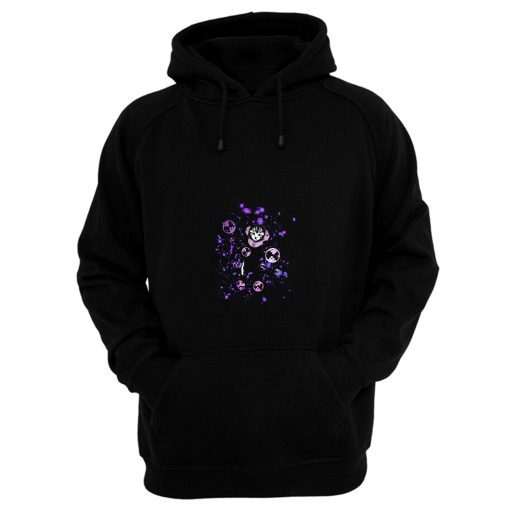 Space Cat Astronaut Cat With Purple Nebula And Purple Bubbles Hoodie