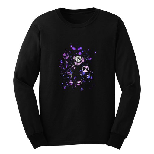 Space Cat Astronaut Cat With Purple Nebula And Purple Bubbles Long Sleeve