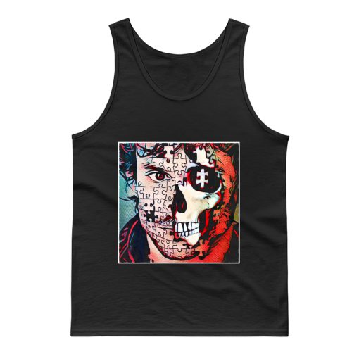 Will Graham Comic Style Puzzle Skull Tank Top