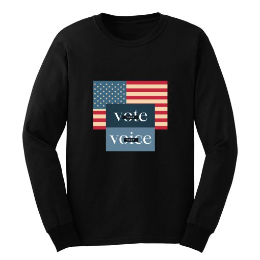 Your Voice Your Vote Retro Vintage Us Flag Long Sleeve