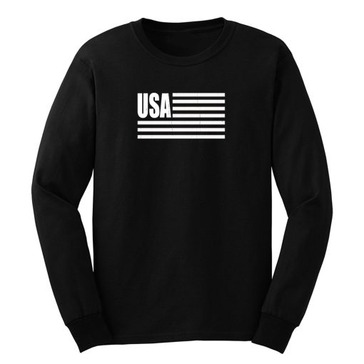 Black And White American Flag Long Sleeve