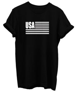 Black And White American Flag T Shirt