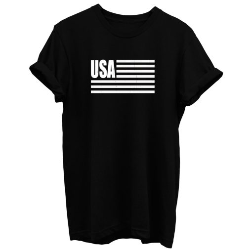 Black And White American Flag T Shirt