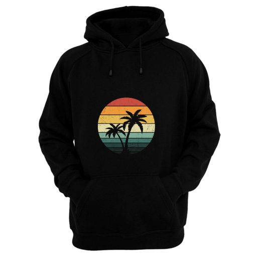 Distressed Retro Vintage Palm Tree Striped Sun Hoodie