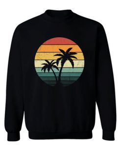 Distressed Retro Vintage Palm Tree Striped Sun Sweatshirt