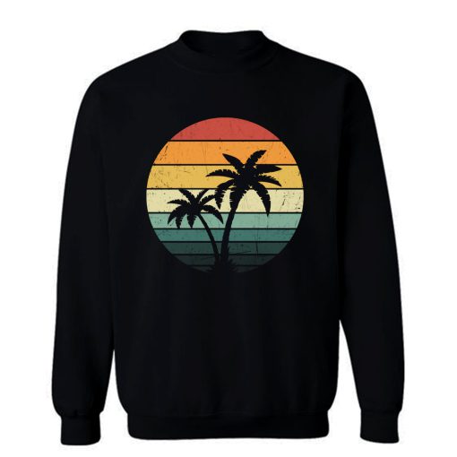 Distressed Retro Vintage Palm Tree Striped Sun Sweatshirt