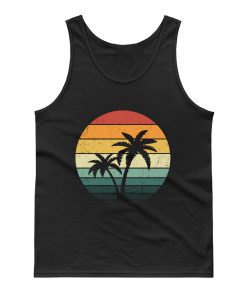 Distressed Retro Vintage Palm Tree Striped Sun Tank Top