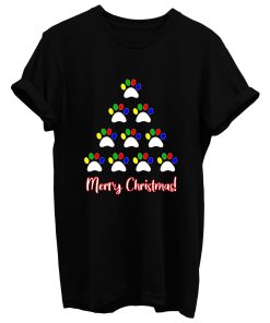 Dog Paw Christmas T Shirt