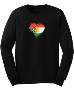 Grungy I Love Kurdistan Heart Flag Long Sleeve