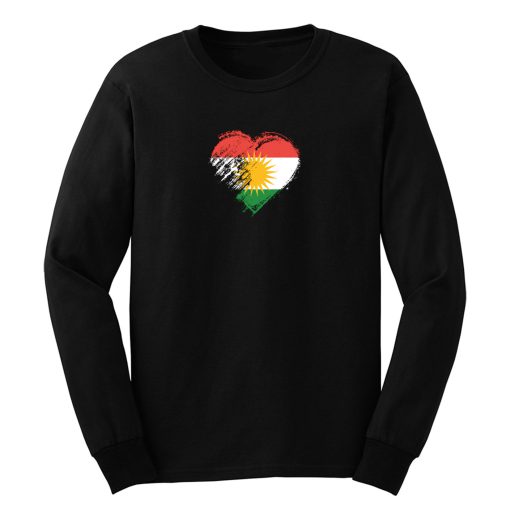 Grungy I Love Kurdistan Heart Flag Long Sleeve