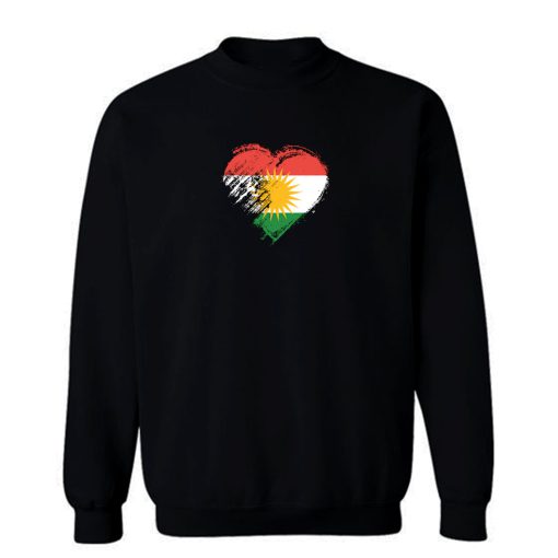 Grungy I Love Kurdistan Heart Flag Sweatshirt