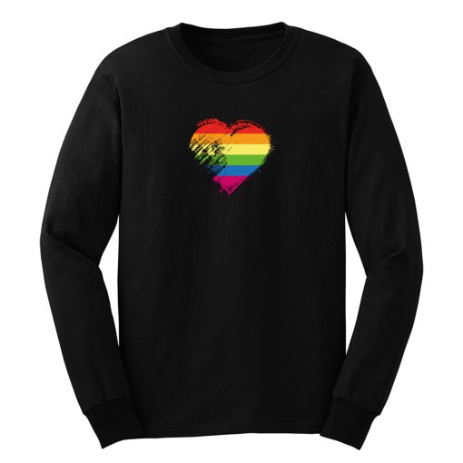 Grungy I Love Lgbt Heart Flag Long Sleeve