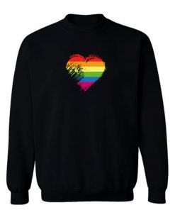 Grungy I Love Lgbt Heart Flag Sweatshirt