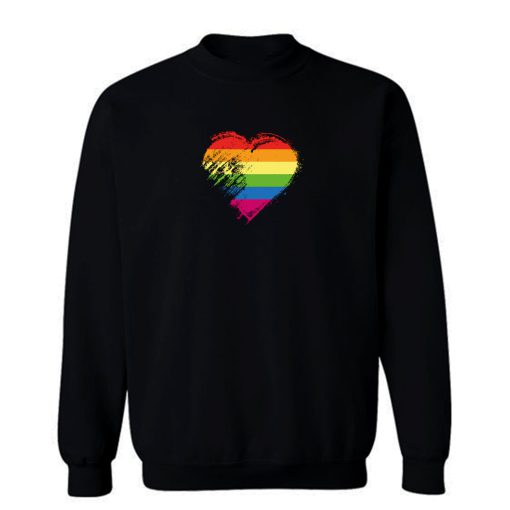 Grungy I Love Lgbt Heart Flag Sweatshirt