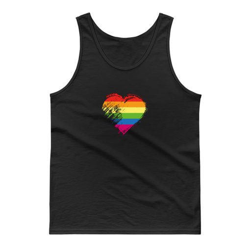 Grungy I Love Lgbt Heart Flag Tank Top