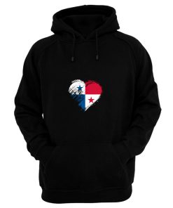 Grungy I Love Panama Heart Flag Hoodie