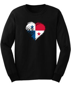 Grungy I Love Panama Heart Flag Long Sleeve