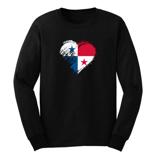 Grungy I Love Panama Heart Flag Long Sleeve