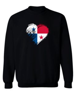 Grungy I Love Panama Heart Flag Sweatshirt