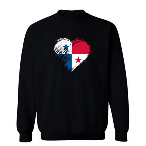 Grungy I Love Panama Heart Flag Sweatshirt