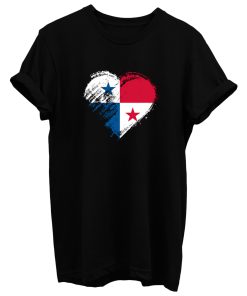 Grungy I Love Panama Heart Flag T Shirt