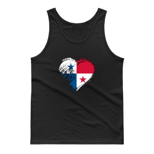 Grungy I Love Panama Heart Flag Tank Top