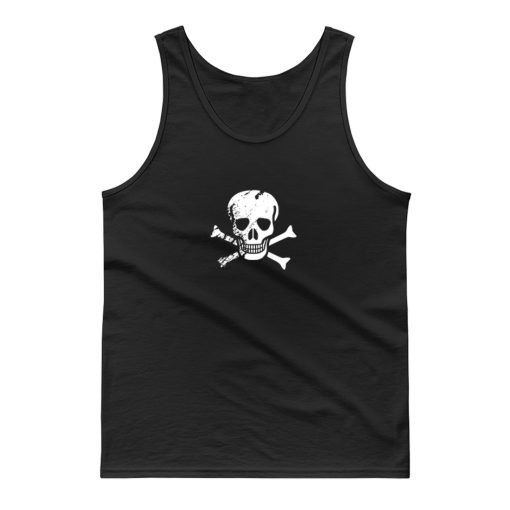 Grungy I Love Pirates Heart Flag Tank Top