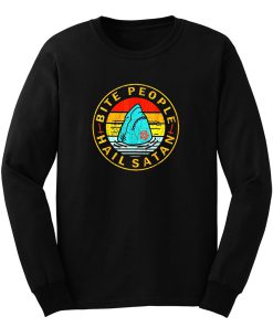 New Bite People Hail Satan Shark Sunset Retro Long Sleeve