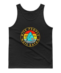 New Bite People Hail Satan Shark Sunset Retro Tank Top