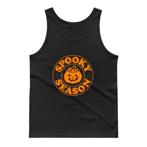 Pumpkin Spooky Season Spider Net Retro Tank Top